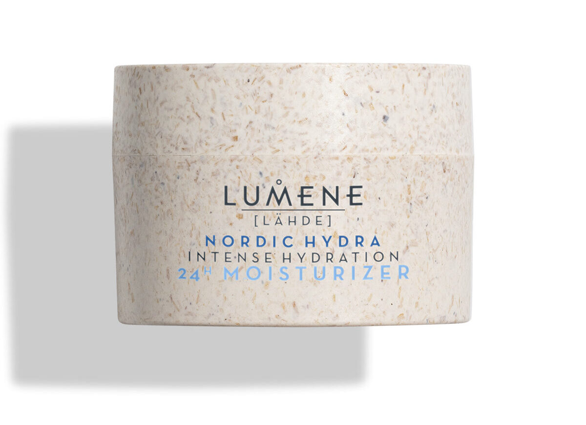Lumene LÄHDE 24H Moisturizer. Packaging made with beautiful, functional and sustainable Sulapac material.
