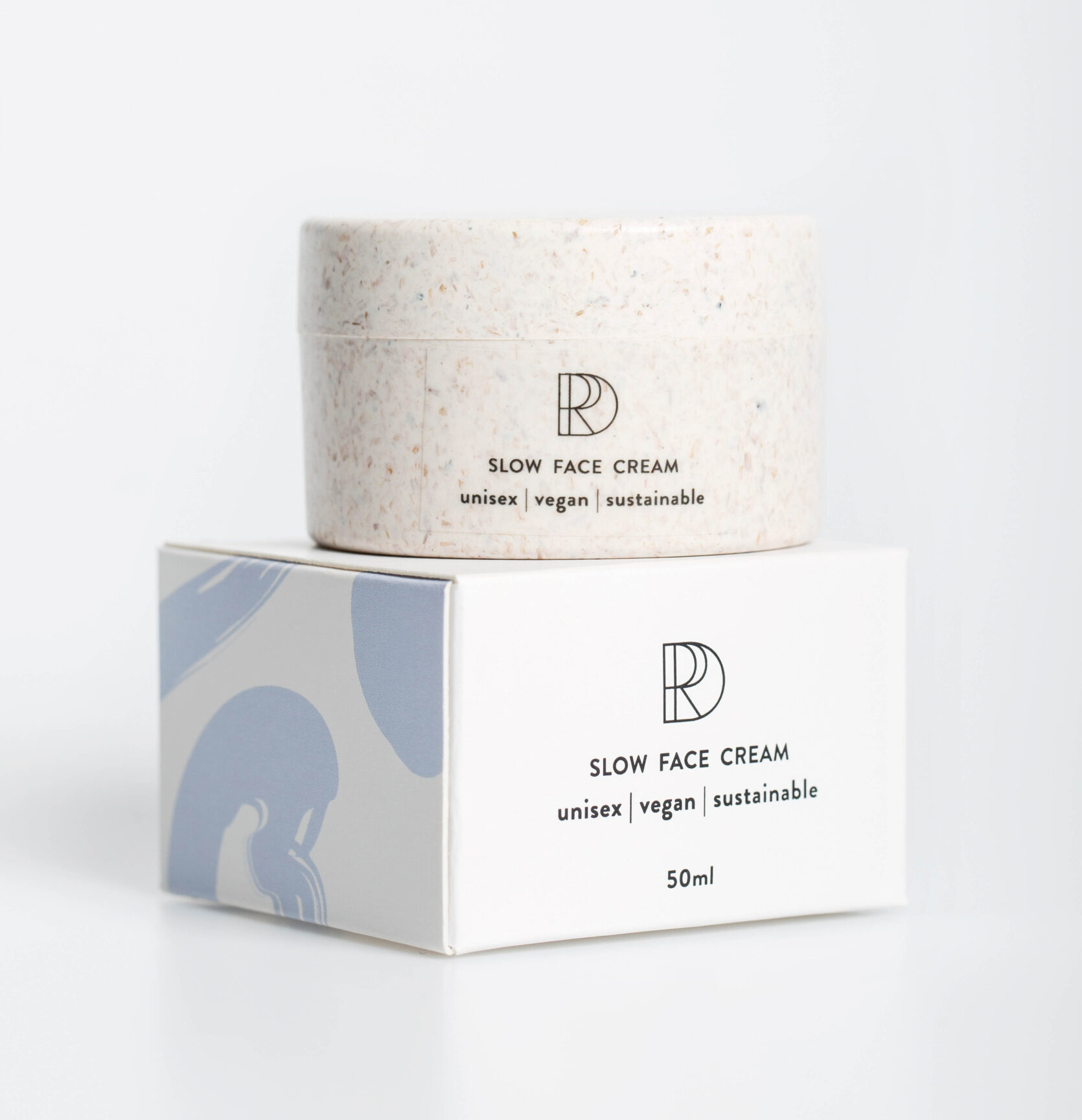 RDP Slow Face Cream. Packaging made with beautiful, functional and sustainable Sulapac material.